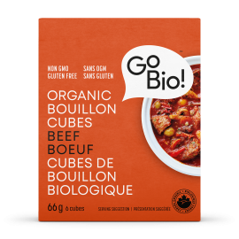 66 gram red box of GoBIO! Bouillon Cubes - Beef