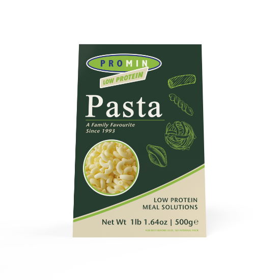 500 gram green box package of Promin elbow pasta