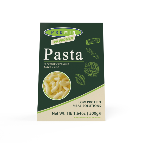 500 gram green box package of Promin macaroni pasta