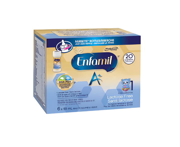 Blue and beige of the Enfamil Lactose Free Nursettes.