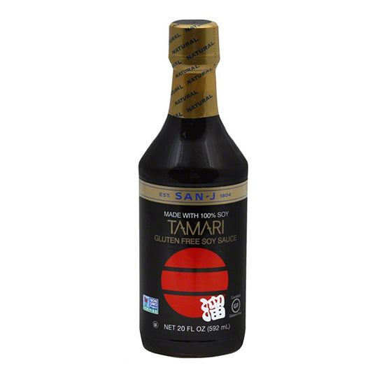592 mL black and red bottle of San-J Tamari Sauce