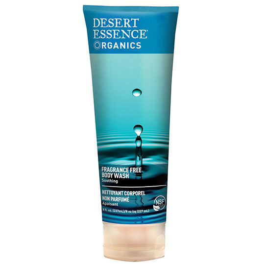 237 mL blue bottle of Desert Essence Fragrance Free Body Wash