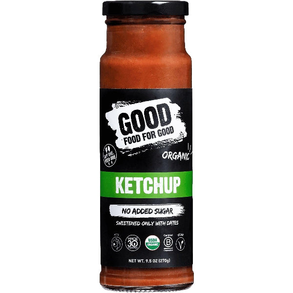 Good Food For Good Ketchup bottle, 270 grams, no added sugar.