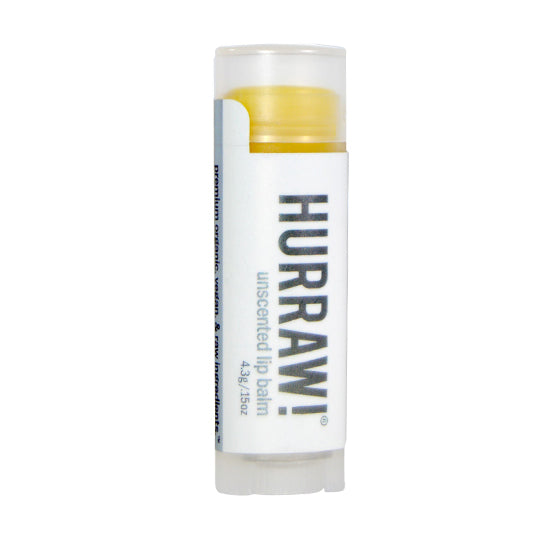 4.8 gram white container of Hurraw! Lip Balm Unscented