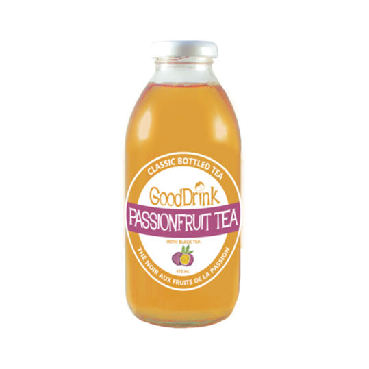 473 mL purple and white bottle of GoodDrink Passionfruit Tea with Black Tea