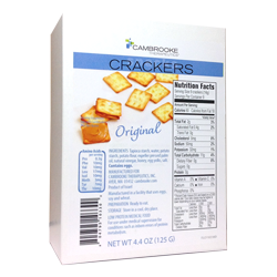125 gram blue and white box of Cambrooke Crackers - Original Flavour