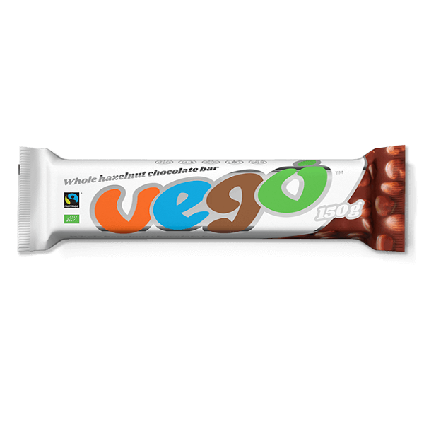 150 gram white and brown bar of Vego Hazelnut Chocolate Bar