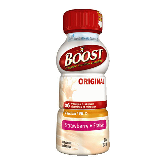 237 mL red and white bottle of Boost Original Strawberry
