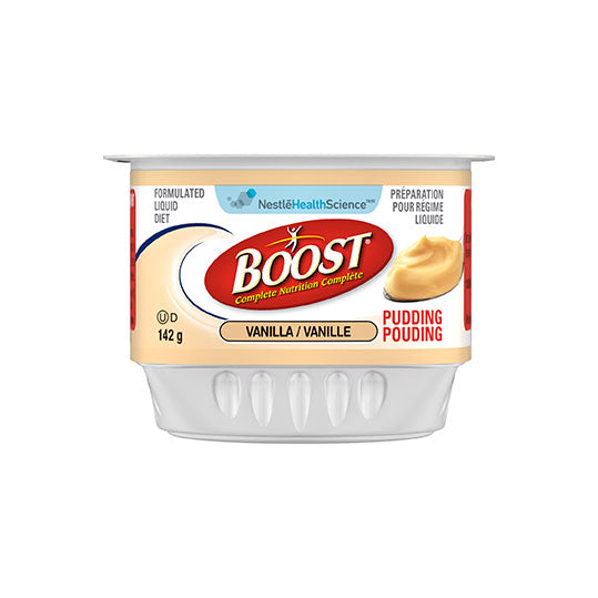 142 gram yellow and red cup of Boost Pudding Vanilla (4 x 142g cups)