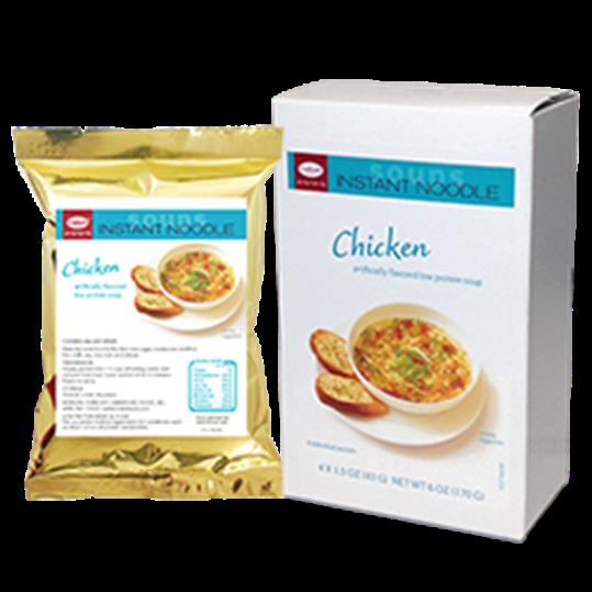170 gram white blue box and yellow bag of Cambrooke Instant Noodle Soup Chicken