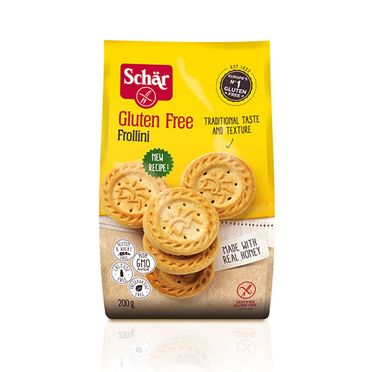 200 gram yellow bag of Schar Shortbread Cookies