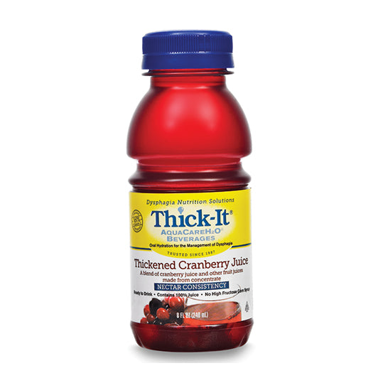 Thick-It cranberry juice, nectar consistency, 24 units of 237mL bottles.