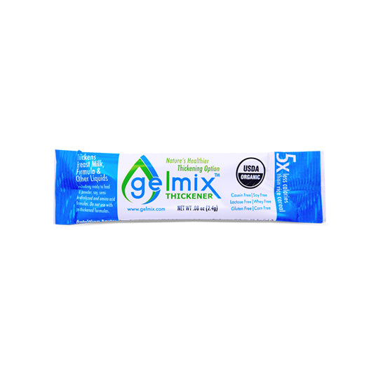 Gelmix Thickener, Sticks in tear package, 2.4g per package, blue/green and white packaging.