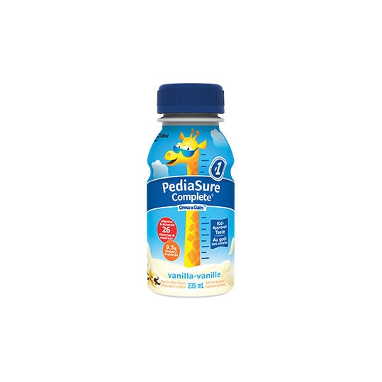 Blue 235ml bottle of Vanilla Pediasure Complete 
