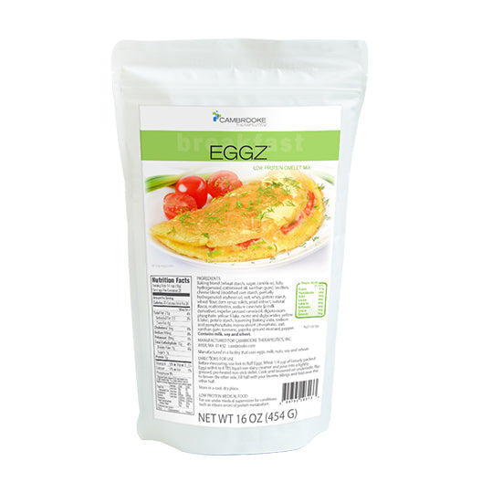 454 grams green yellow and white package of Cambrooke Eggz & Omelet Mix