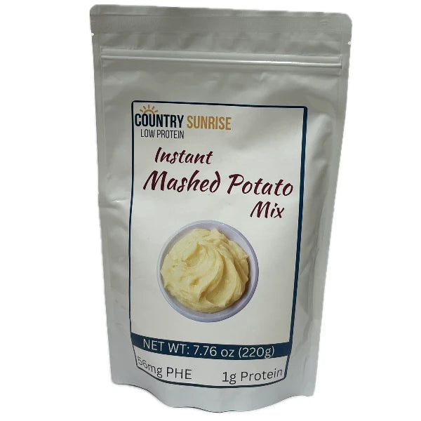 220 gram white bag of Country Sunrise Instant Potato Mix