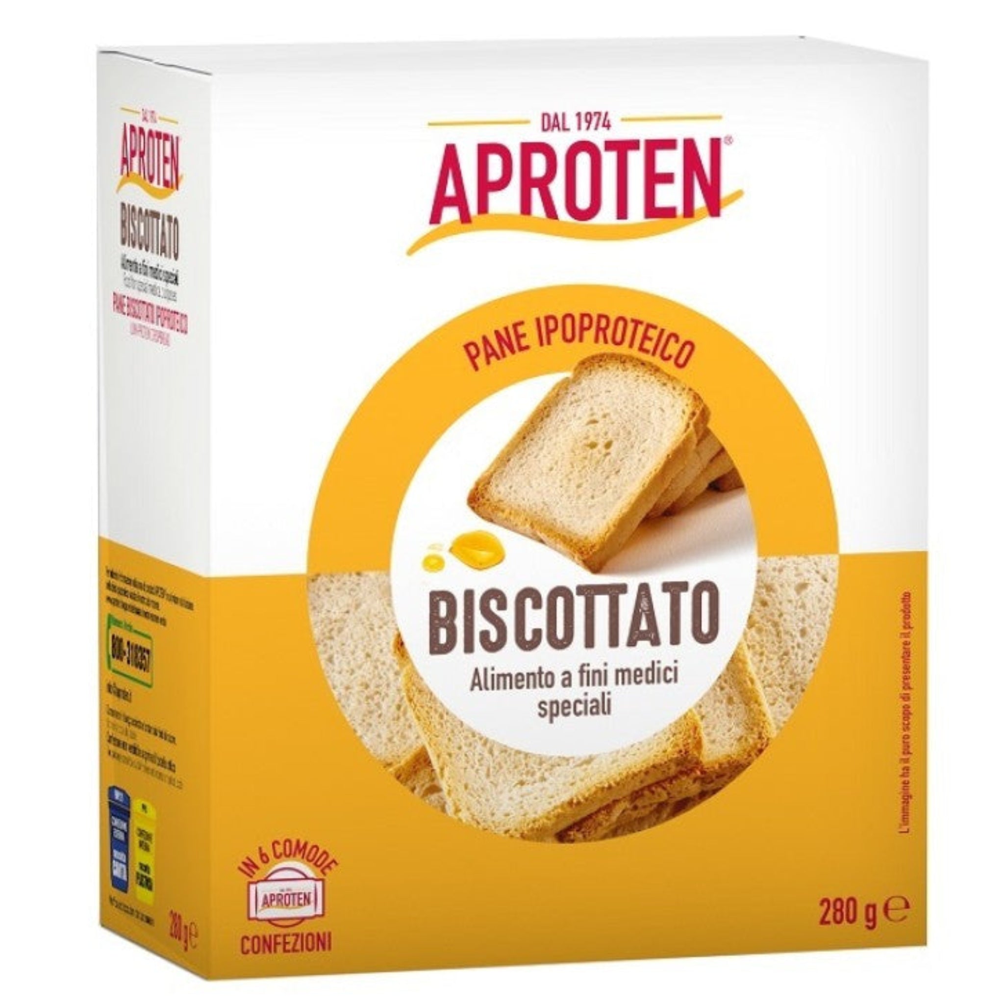 250 gram yellow and red box of Aproten Crispbread.