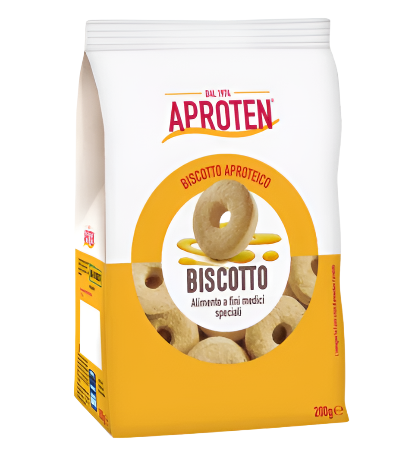 200 gram yellow and white packaged Aproten Biscotto.
