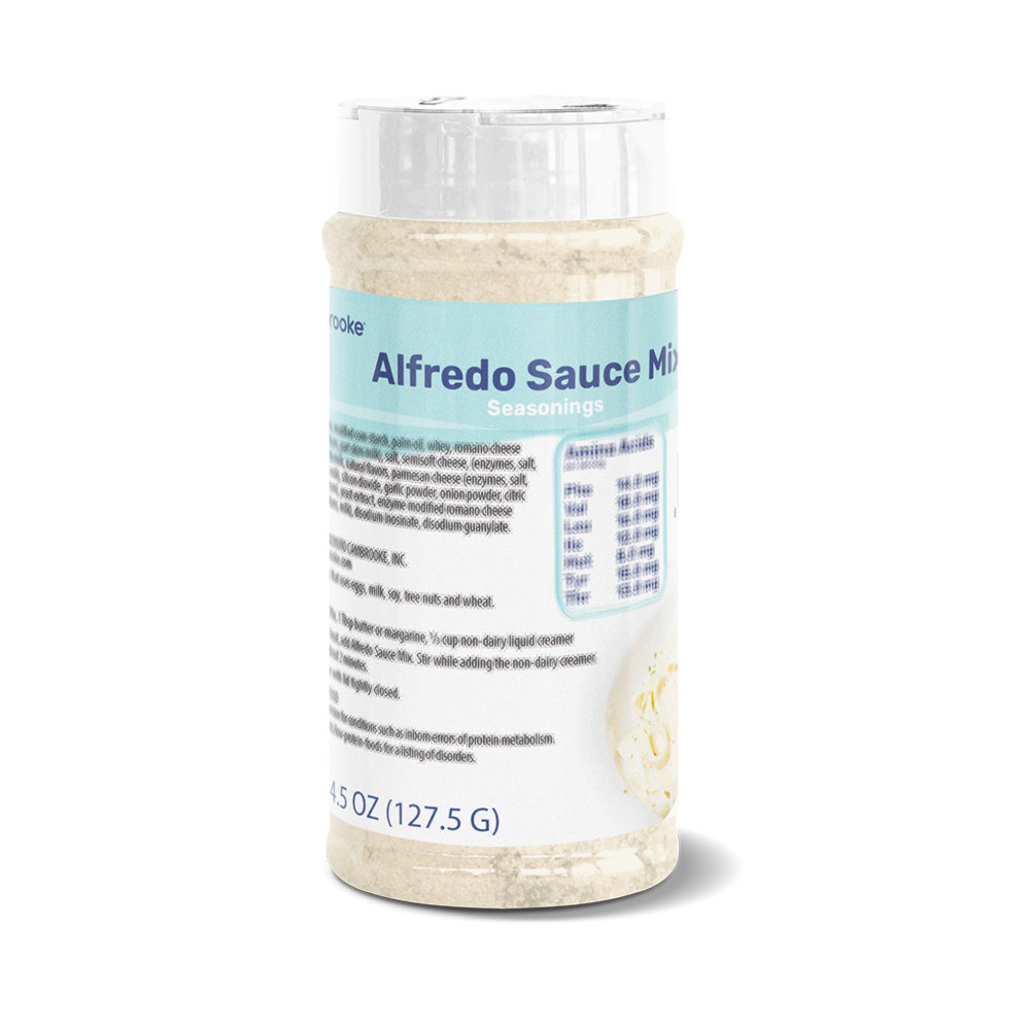 Jar of Cambrooke Alfredo Sauce Mix on a white background