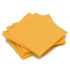Stack of yellow cheese slices on a white background.