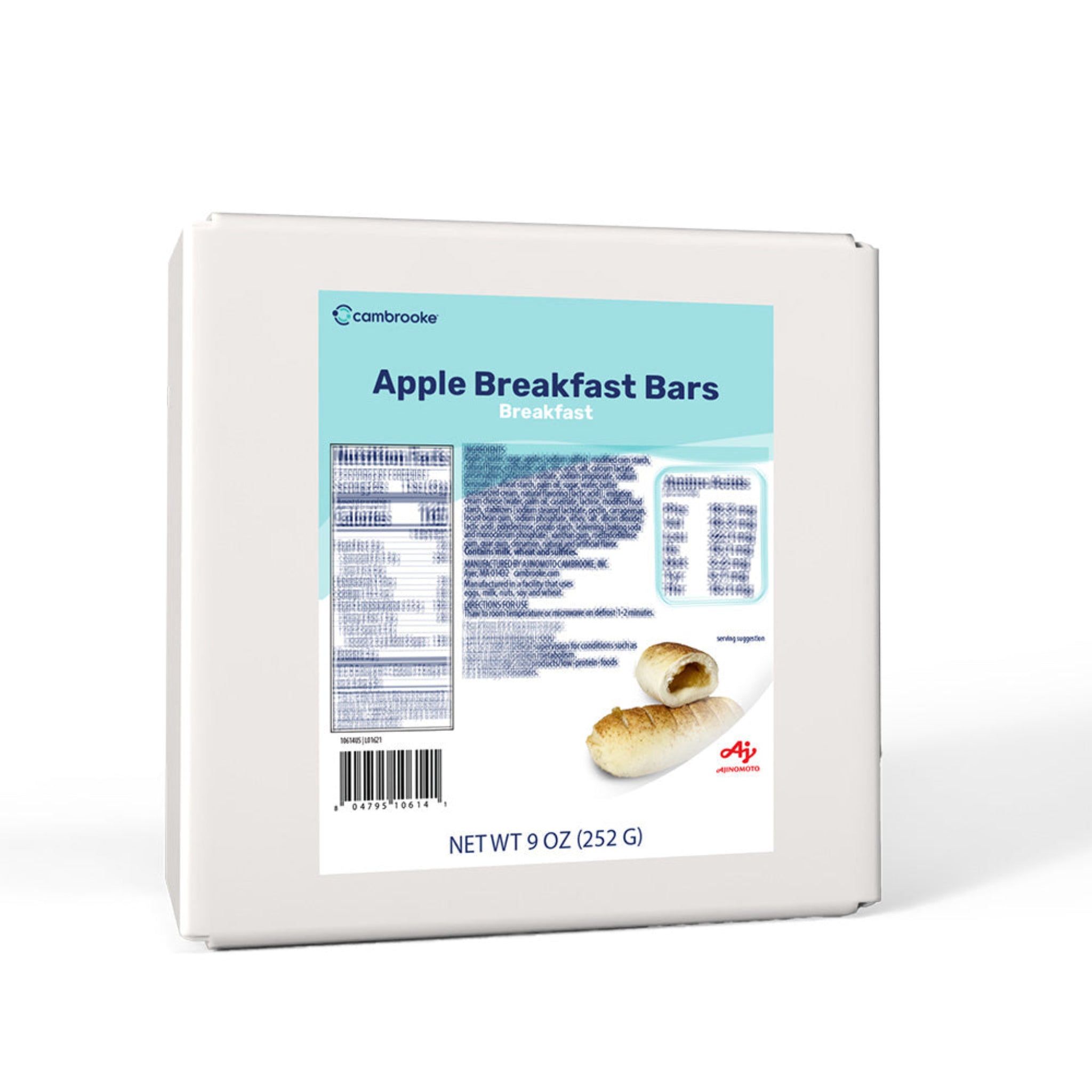 Box of Cambrooke Apple Breakfast Bars on a white background.