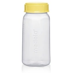 Medela Special Needs™ Bottle with Lid - 150mL, clear bottle with yellow lid.