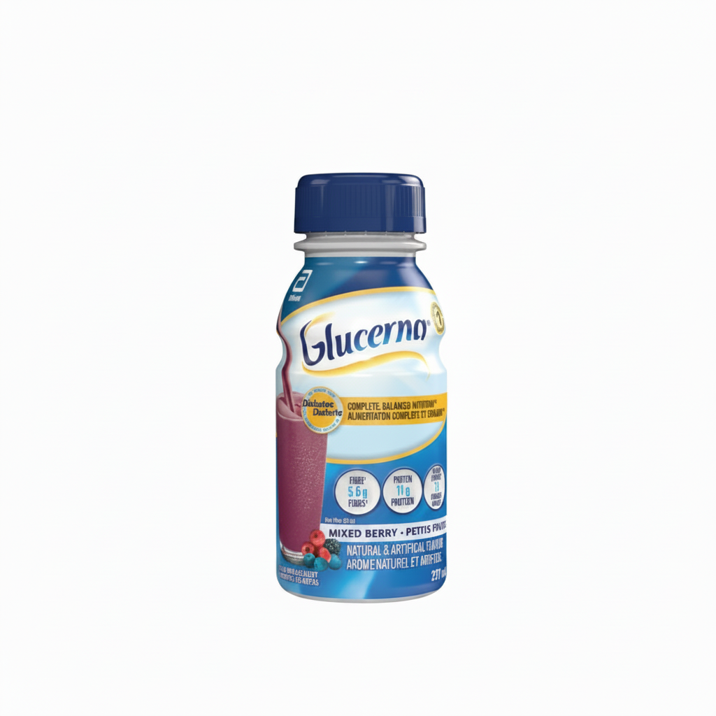 Glucerna Mixed Berry bottle on a white background