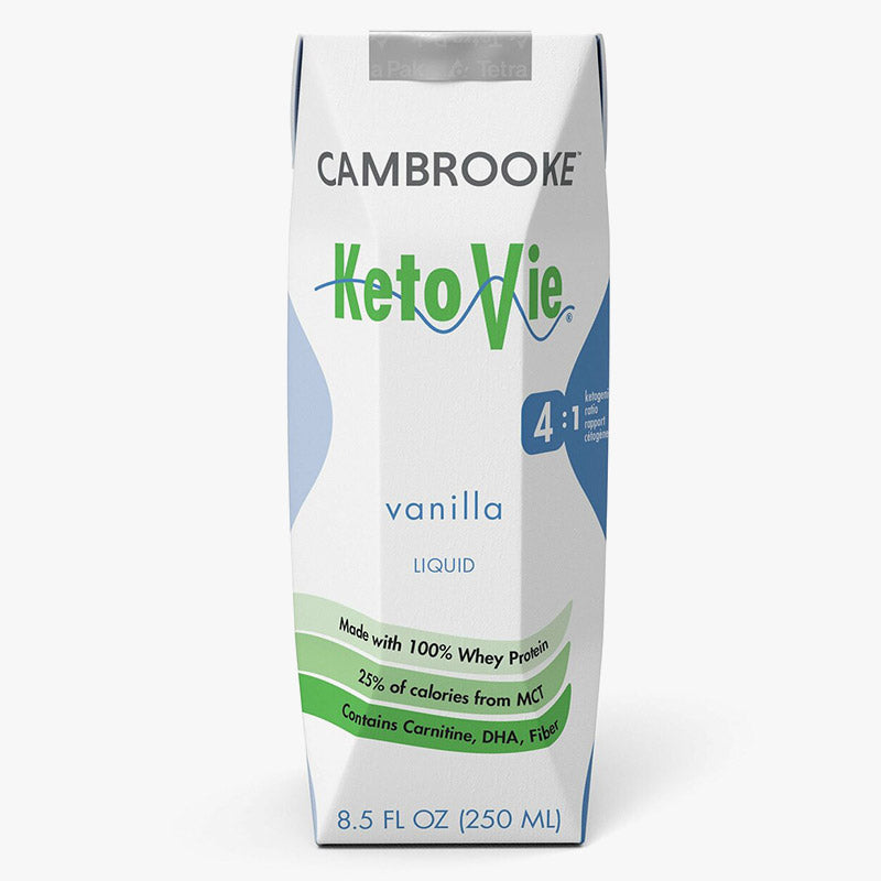 250 mL white green and blue tetra pack carton of KetoVie 4:1 (Vanilla) 