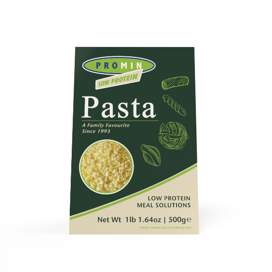 500 gram green box package of Promin alphabet pasta