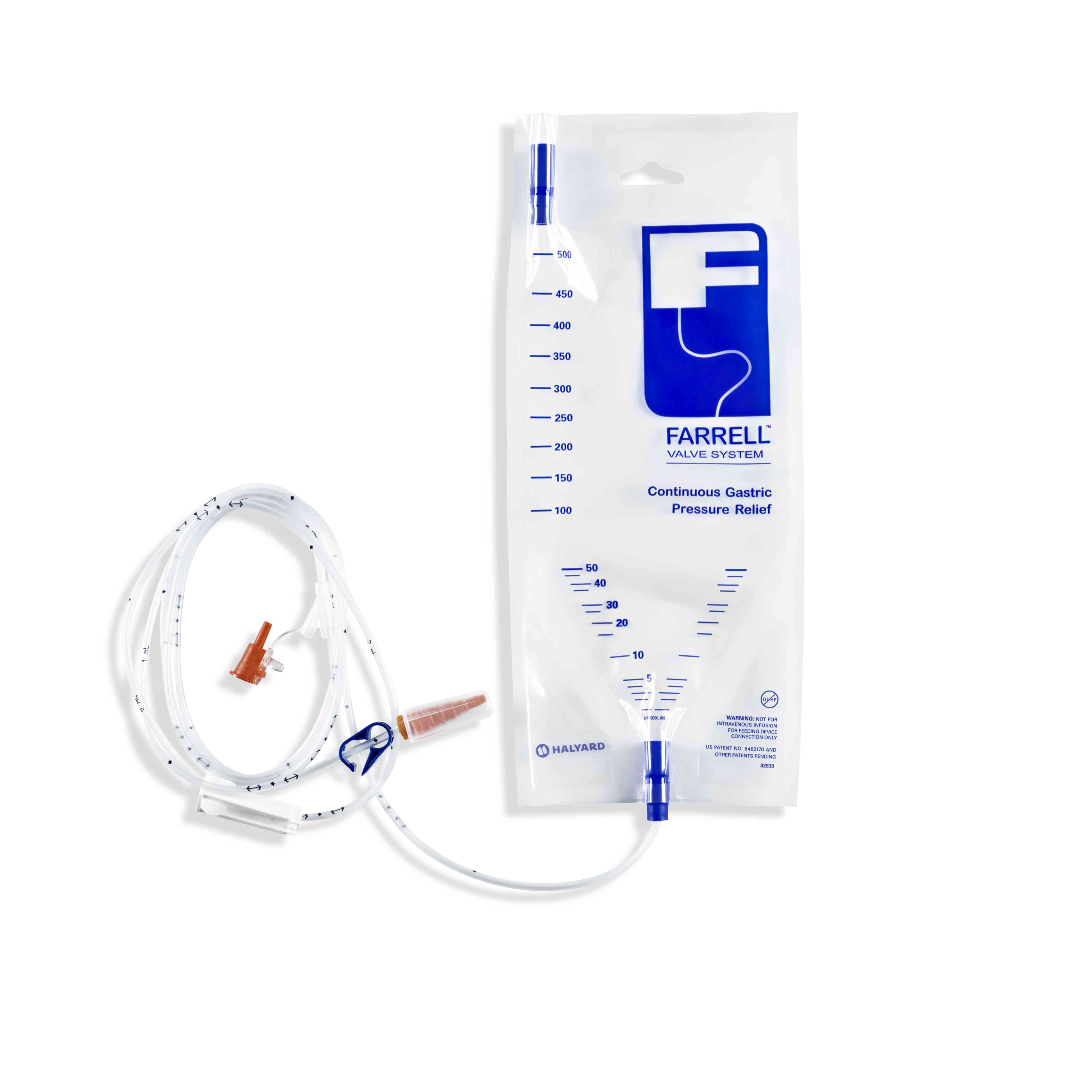 Farrell valve closed enteral decompression system.