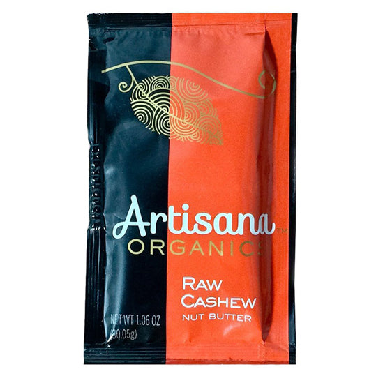 30.05 gram orange and black packet of Artisana Cashew Butter - Single Serving