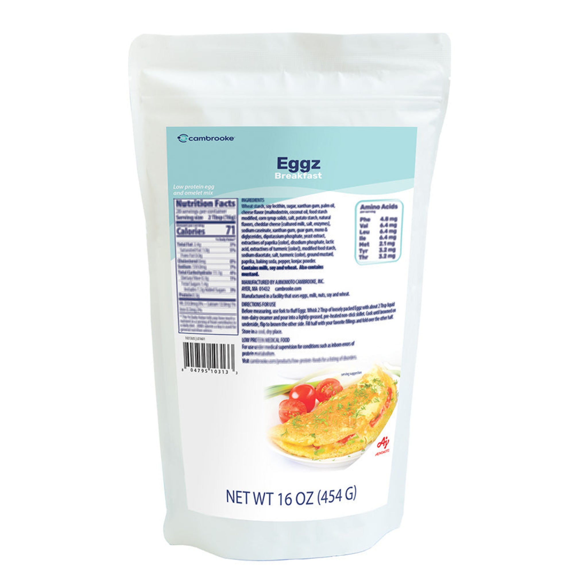 Package of Cambrooke Eggz with an image of an omelette on a white background.