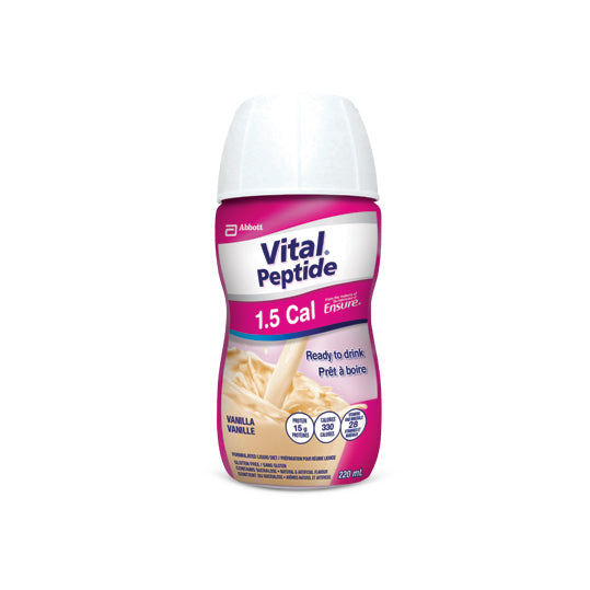 pink and white 220ml bottle of Vital Peptide with twist off lid