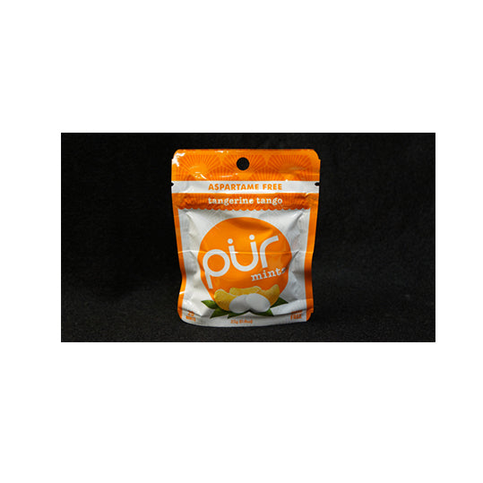 22 gram orange and white bag of PUR Mints - Tangerine Tango