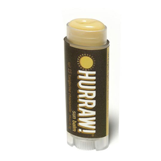 4.8 gram black and yellow container of Hurraw! Lip Balm SPF 15 Sun Protection