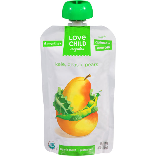 Love Child Organics Puree - Pears, Kale & Peas