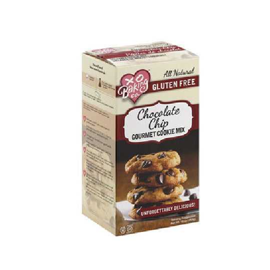 453 gram brown red and pink box of XO Baking Co. - Chocolate Chip Cookies