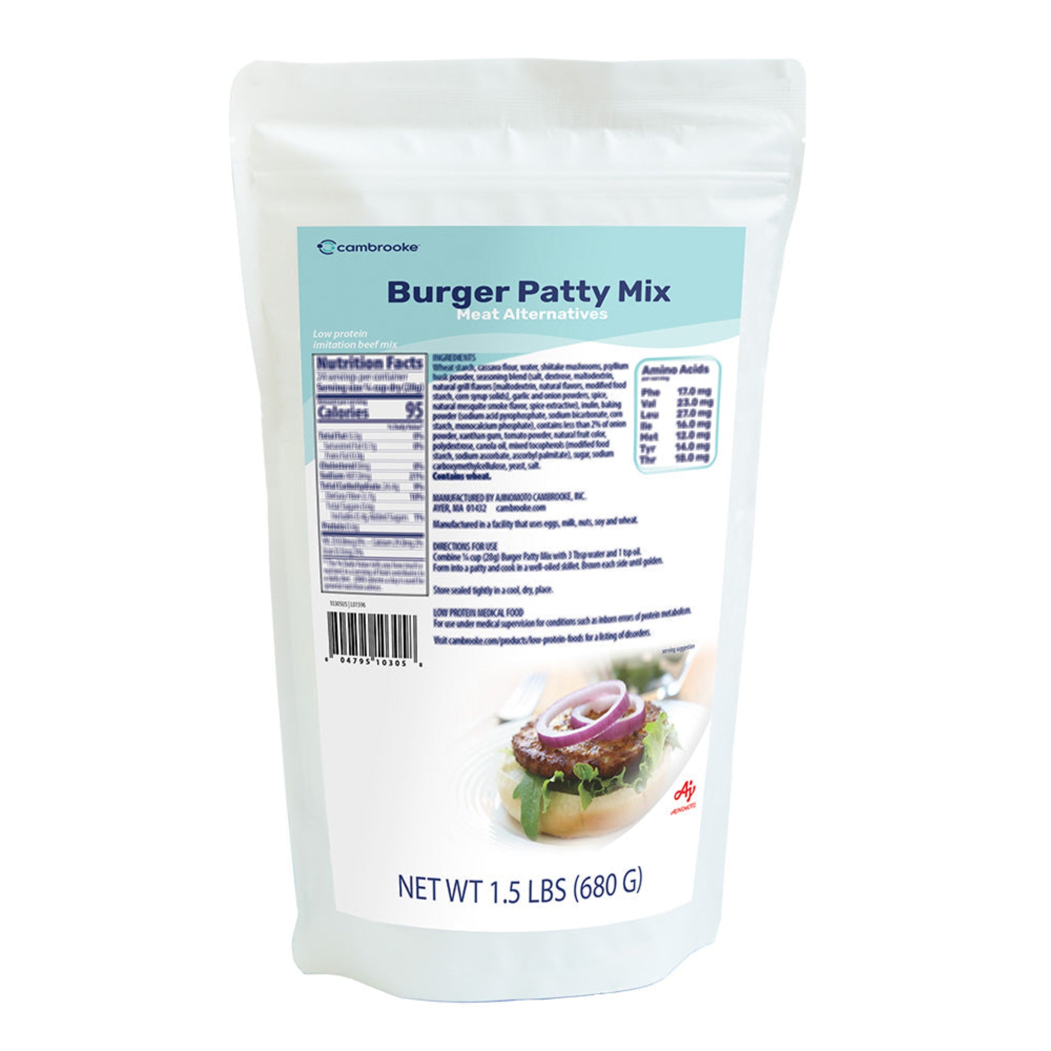 Package of Cambrooke Burger Patty Mix on a white background