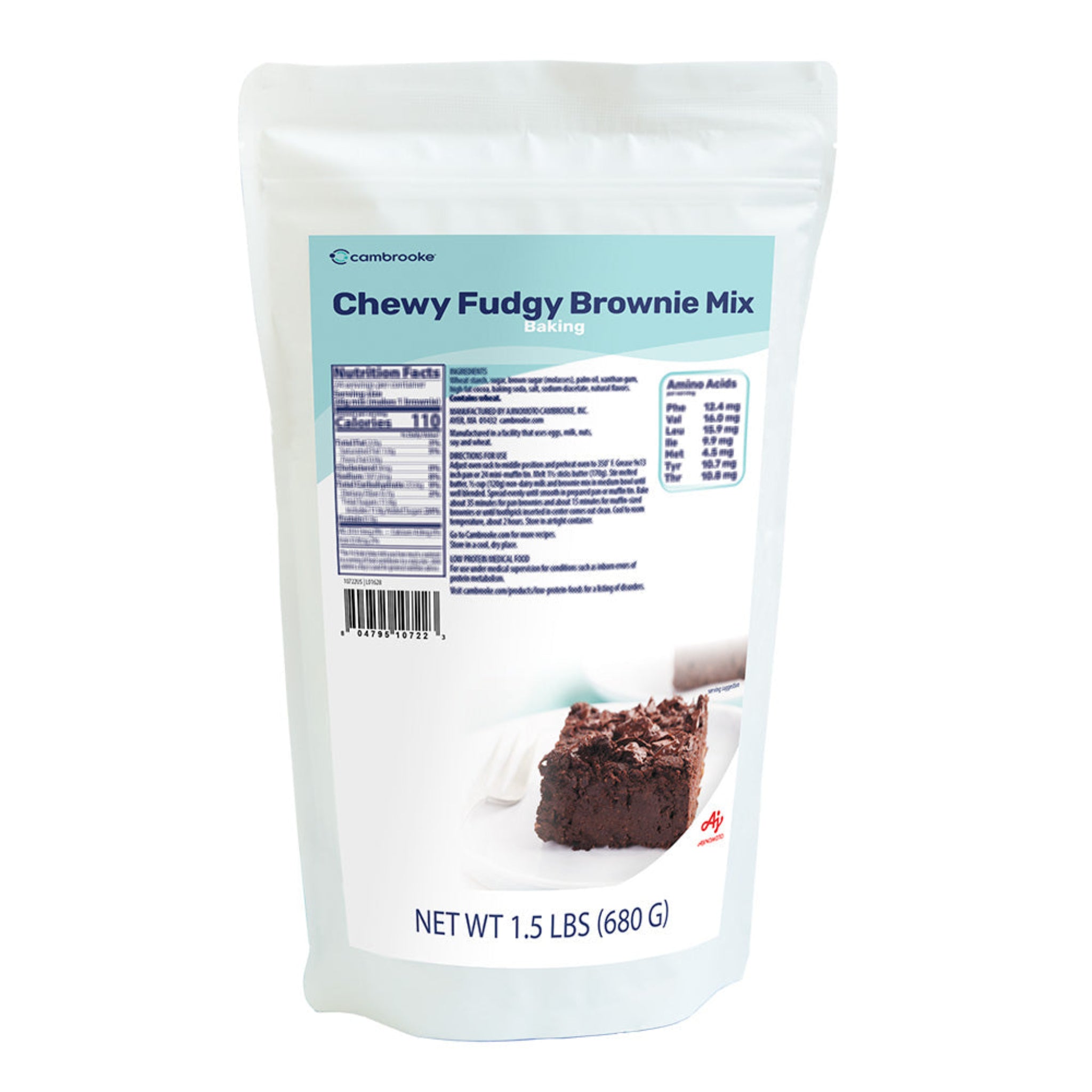 Bag of Cambrooke Chewy Fudgy Brownie Mix on a white background.