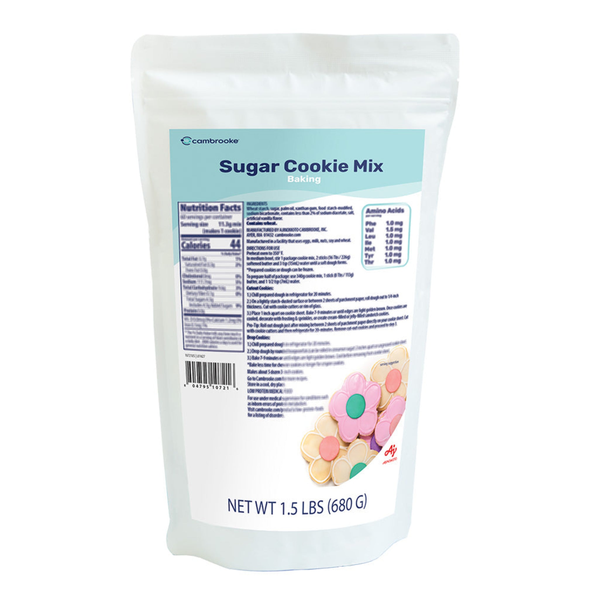Package of Cambrooke sugar cookie mix on a white background