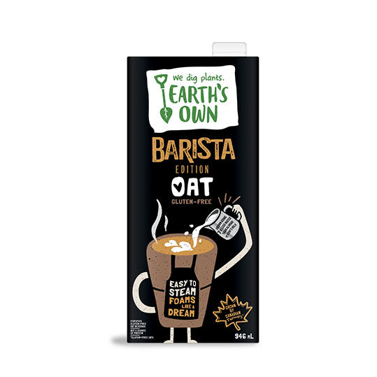 946 mL black and brown carton of Earth's Own Oat Barista Blend