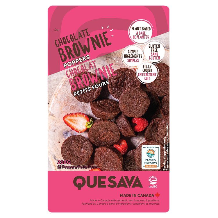210 gram pink bag of bite sized chocolate brownie poppers