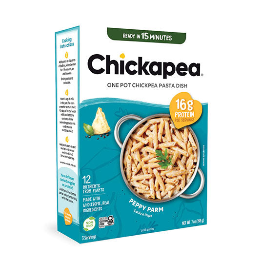 198 gram white & blue one pot peppy parm chickapea pasta