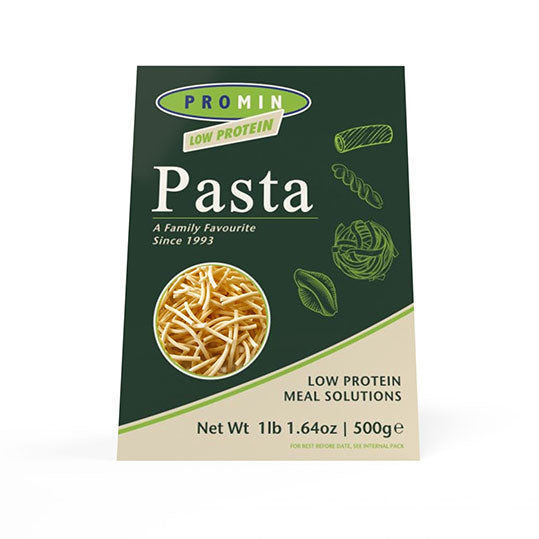 Green & tan 500 gram package of Promin Short Cut Spaghetti