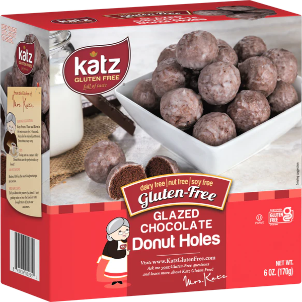 170 gram package of Katz Chocolate Glazed Donut Holes.