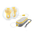 Medela Freestyle Hands Free Breast Pump, single bump and two cups, clear and yellow colours on products.