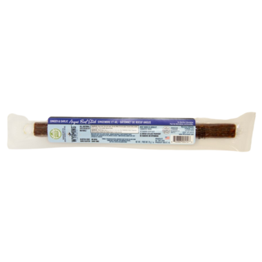 single ginger garlic wyoming angus beef stick. blue label.