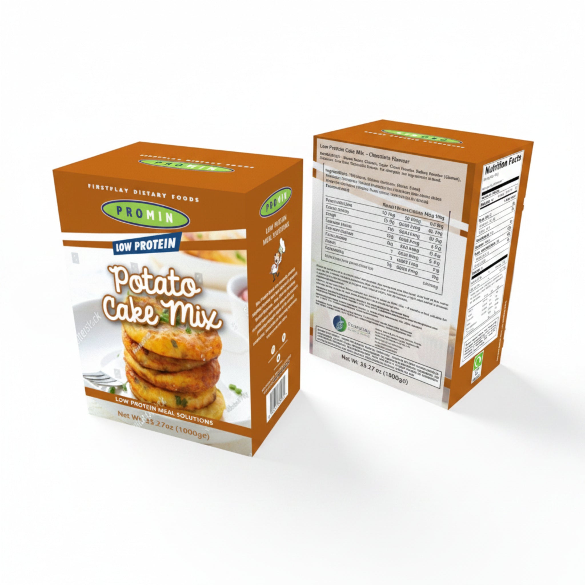 Promin potato cake mix package on a white background