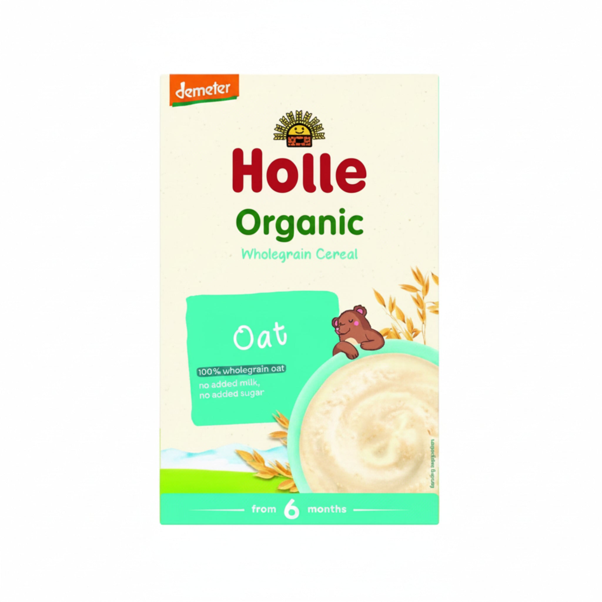 Holle Organic Wholegrain oAT Cereal packaging on a white background
