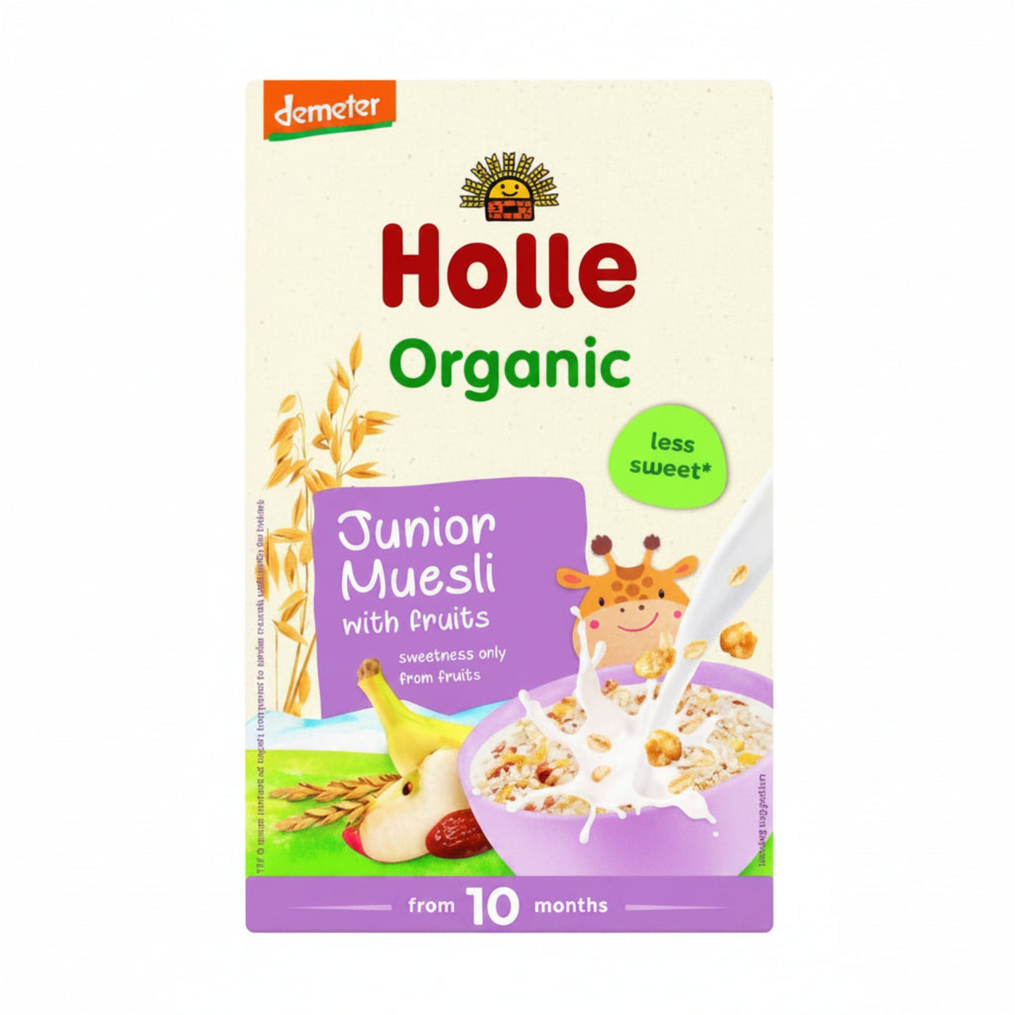 Holle Organic Junior Muesli package on a white background.